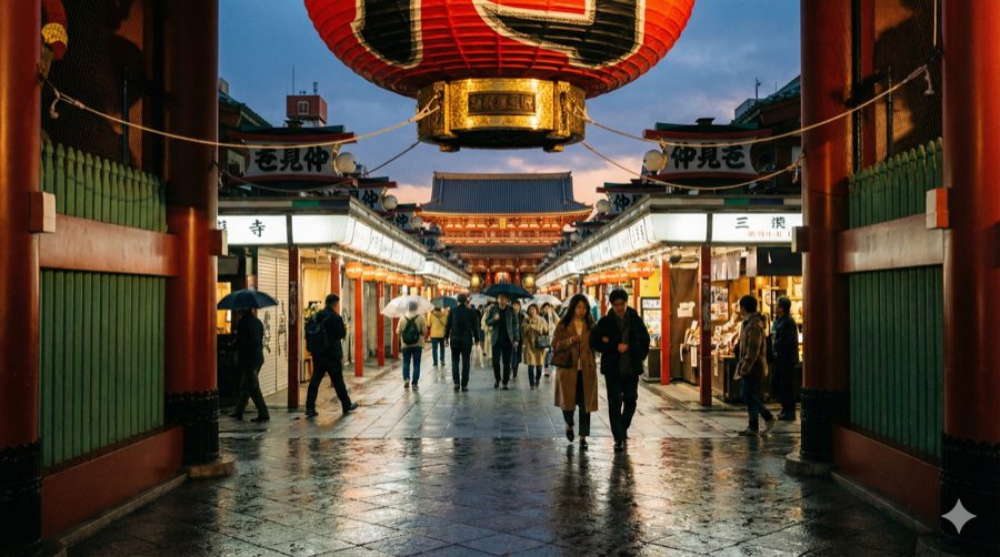 Asakusa Nakamise Street in the evening