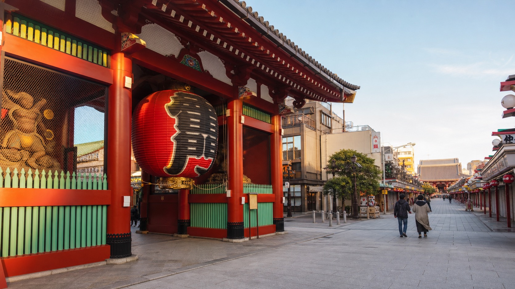 Early morning near Kaminarimon and Senso-ji in Asakusa Tokyo